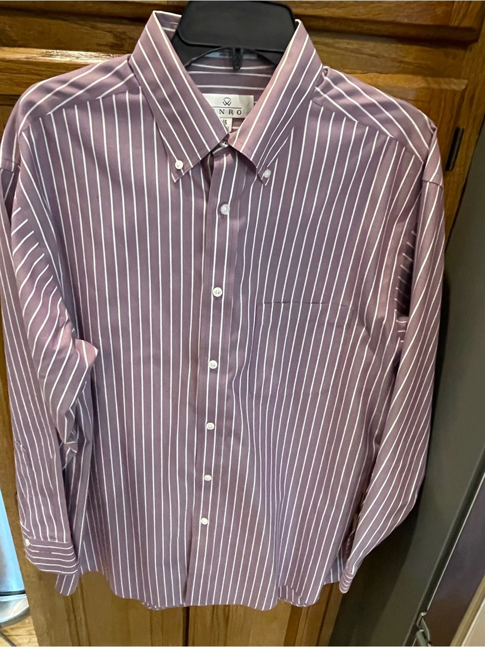 Enro Men's Stripe Button-Down Shirt - Mauve/White